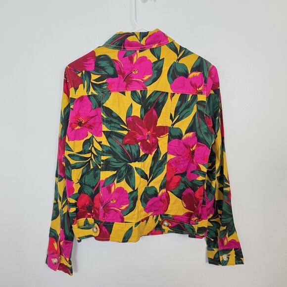 Tahari Colorful Floral Tropical Summery Linen Blend Button Up Size Small - Picture 5 of 6